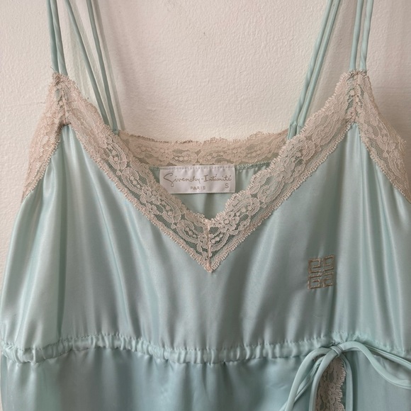 Givenchy Vintage 1980's Robin's Egg Blue Lace Trim Slip Gown - Picture 5 of 7